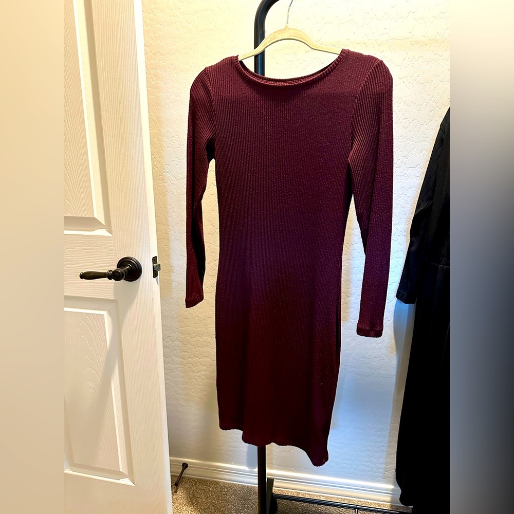 Plum purple midi stretch dress